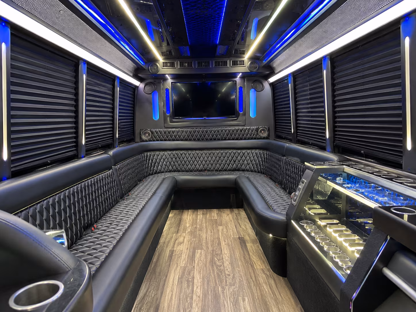 Group beside a Mercedes Sprinter limo in Philadelphia