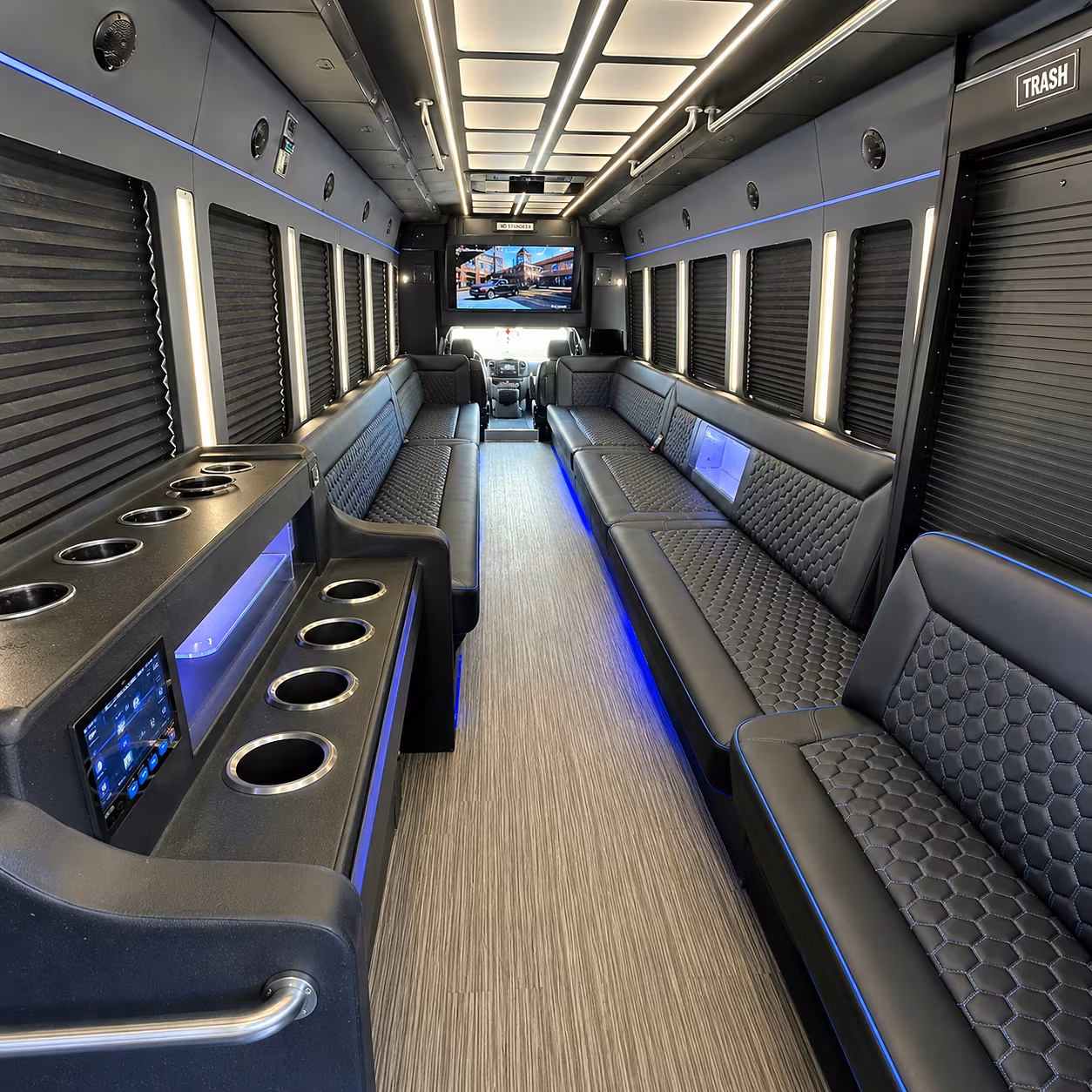 Philadelphia Wedding Transportation party bus interior