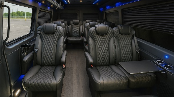 Interior of Charter Bus Company Philadelphia's 18 Passenger Minibus in Philadelphia