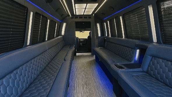 Interior of Charter Bus Company Bristol's 20 Passenger Party Bus in Bristol