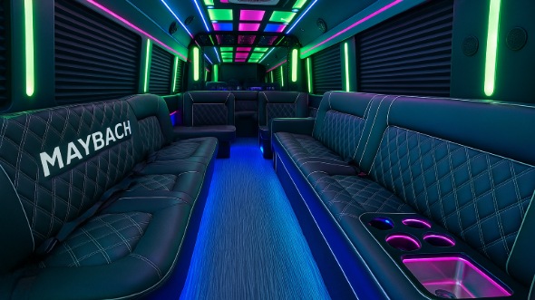 Interior of Charter Bus Company Upper Darby's 25 Passenger Party Bus in Upper Darby
