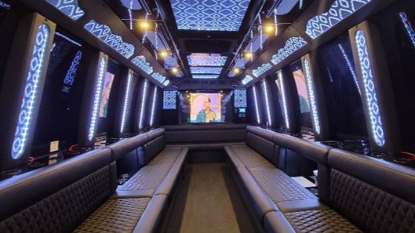 Interior of Charter Bus Company Bethlehem's 28 Passenger Party Bus in Bethlehem
