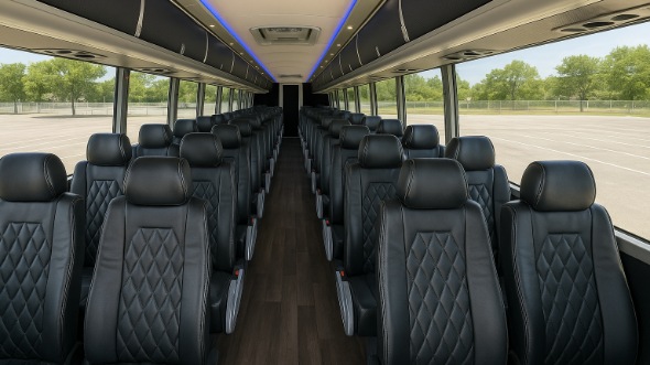 Interior of Charter Bus Company Philadelphia's 56 Passenger Charter Bus in Philadelphia